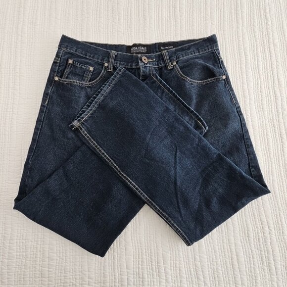 Moda Relaxed Fit Jeans Men's 38x32 Straight Leg Medium Rise Dark Wash Stretch` - Picture 3 of 16